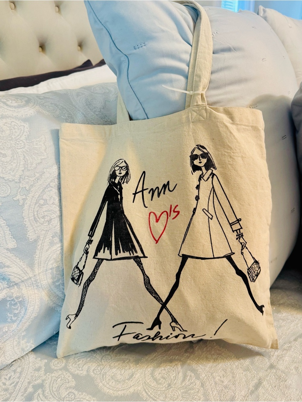 Ann Taylor Canvas Tote with Fashion Illustration
